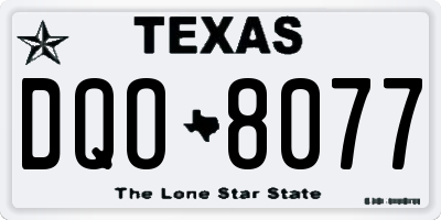 TX license plate DQO8077