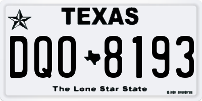 TX license plate DQO8193