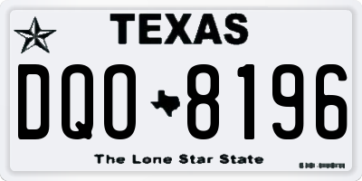 TX license plate DQO8196