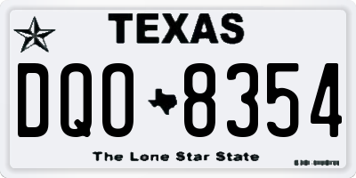 TX license plate DQO8354