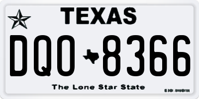 TX license plate DQO8366