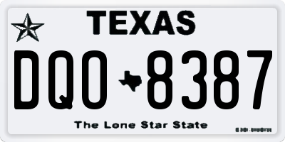 TX license plate DQO8387
