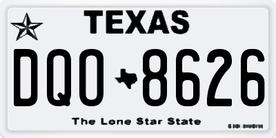 TX license plate DQO8626