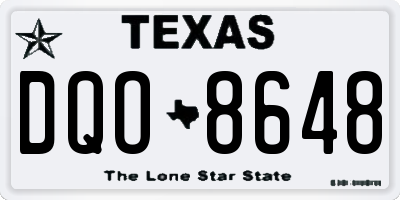TX license plate DQO8648