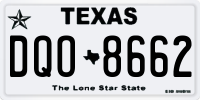 TX license plate DQO8662