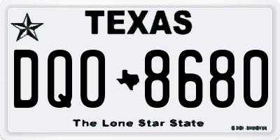 TX license plate DQO8680