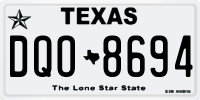TX license plate DQO8694