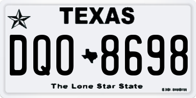 TX license plate DQO8698