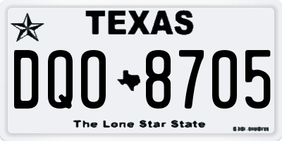 TX license plate DQO8705