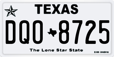 TX license plate DQO8725