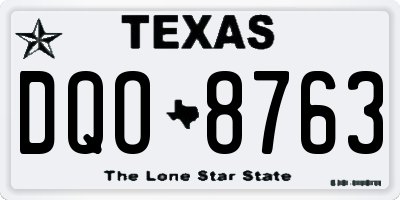 TX license plate DQO8763