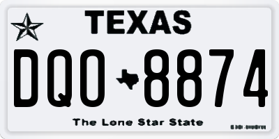 TX license plate DQO8874