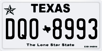 TX license plate DQO8993