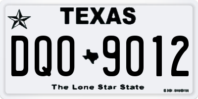 TX license plate DQO9012