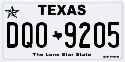 TX license plate DQO9205