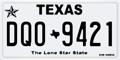 TX license plate DQO9421