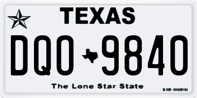 TX license plate DQO9840