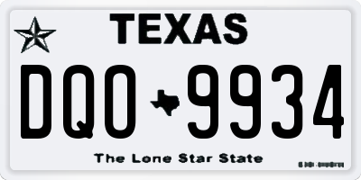 TX license plate DQO9934