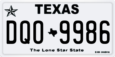 TX license plate DQO9986