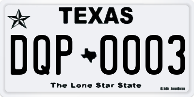 TX license plate DQP0003