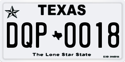 TX license plate DQP0018