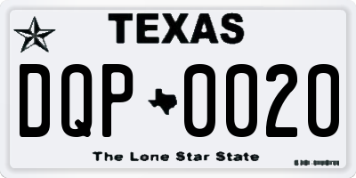 TX license plate DQP0020