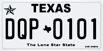 TX license plate DQP0101