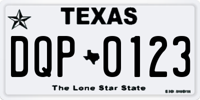 TX license plate DQP0123