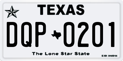 TX license plate DQP0201