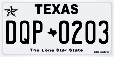 TX license plate DQP0203
