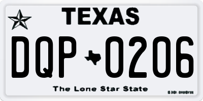 TX license plate DQP0206