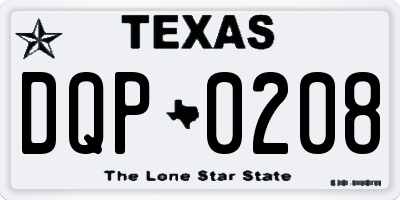 TX license plate DQP0208
