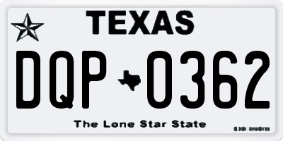TX license plate DQP0362