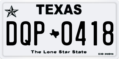 TX license plate DQP0418