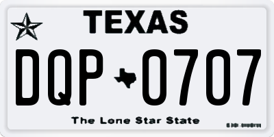 TX license plate DQP0707