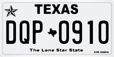 TX license plate DQP0910