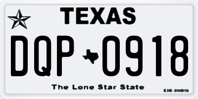 TX license plate DQP0918