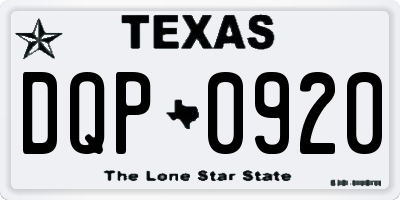 TX license plate DQP0920