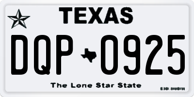 TX license plate DQP0925