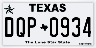 TX license plate DQP0934