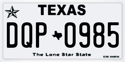 TX license plate DQP0985
