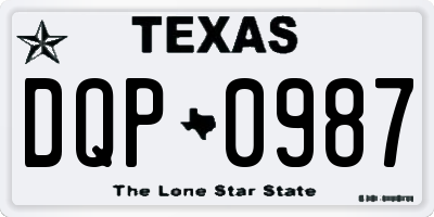 TX license plate DQP0987