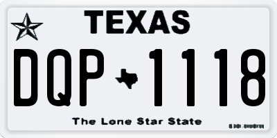 TX license plate DQP1118