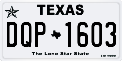 TX license plate DQP1603