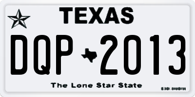 TX license plate DQP2013