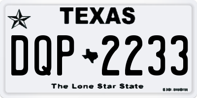 TX license plate DQP2233