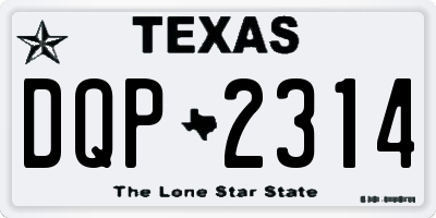 TX license plate DQP2314