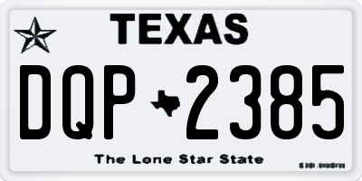 TX license plate DQP2385