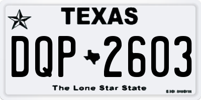 TX license plate DQP2603