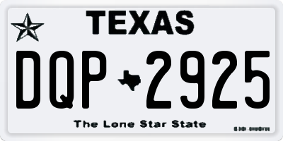 TX license plate DQP2925